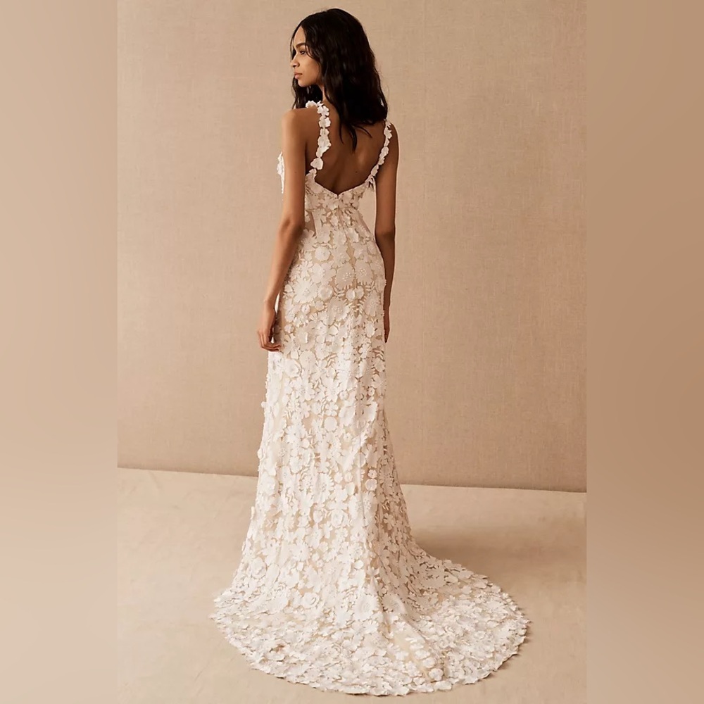 NWT Anthropologie BHLDN Brigitta Floral Lace Gown Wedding Dress - Picture 2 of 14